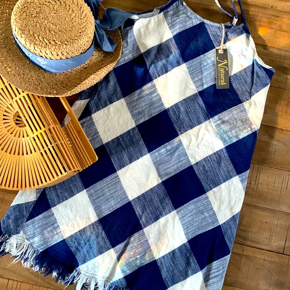Natural Reflections NWT Small Chambray Plaid Cotton Dress